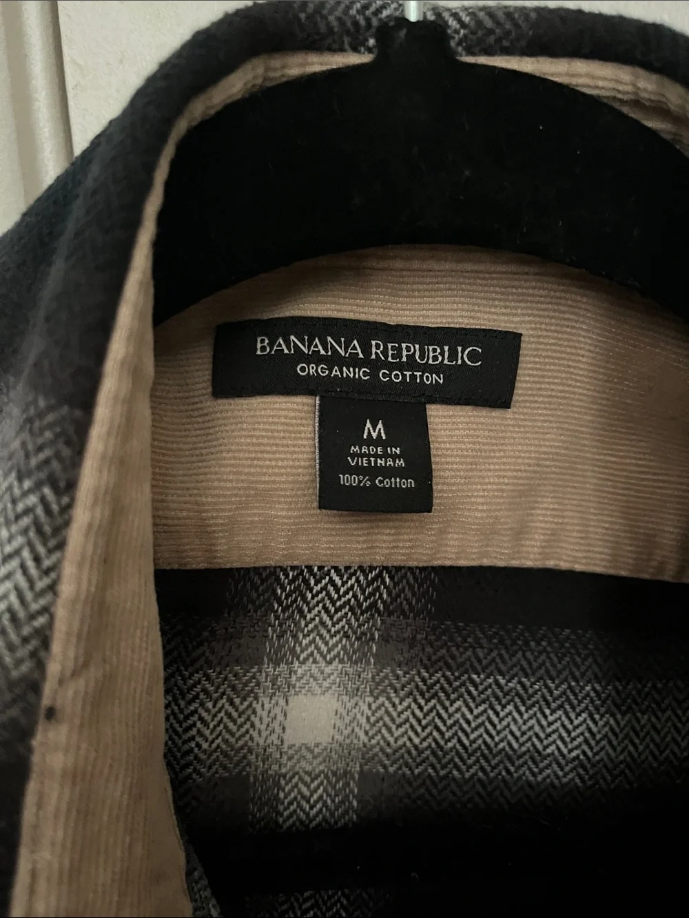 Banana Republic Black and White Plaid Button-Down Shirt